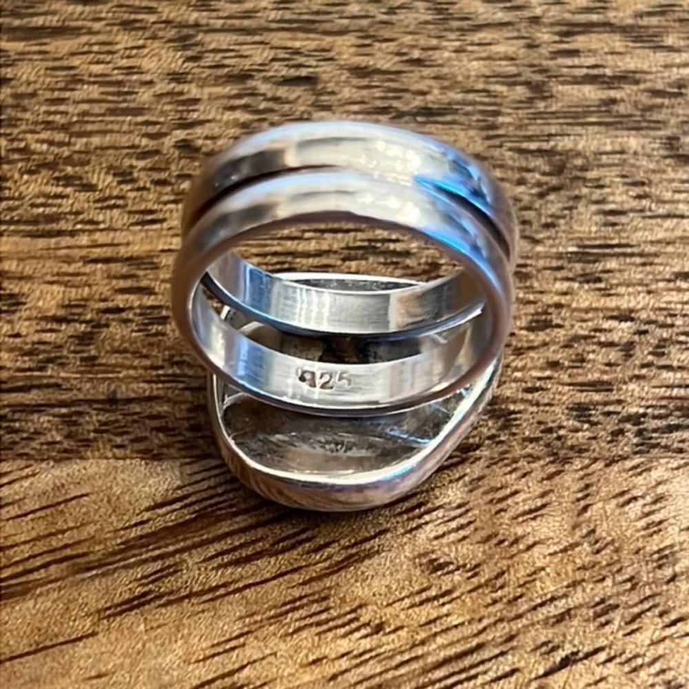 Sterling silver multicolor fused glass ring Size 8 - Picture 2 of 4